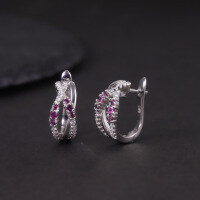 wholesale S925 Sterling Silver Niche Design Natural Diopside Earrings with Group-Set Chrysoprase and Garnet Colored Gemstones-Natural Rose Pomegranate Earrings