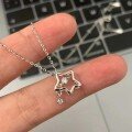 wholesale S925 Sterling Silver Hollow-Out Three-Dimensional Star Teardrop Dynamic Necklace for Women, Fashionable, Unique, Niche Design Sense Collarbone-0-0