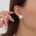 wholesale S925 Sterling Silver Unique Geometric Square Stud Earrings Korean High-end Minimalist Style Earrings-0-0