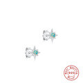 wholesale S925 Sterling Silver Octagonal Opal Earrings with Diamond Accents, Exuding Korean Style Minimalist Elegance-0-4