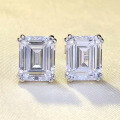wholesale S925 Sterling Silver New 8*10mm High-Carbon Diamond White Diamond Rectangular Stud Earrings for Women, Fashionable European and American Style-0-0