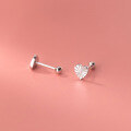 wholesale S925 silver Korean version minimalist engraved heart stud earrings for women, small fresh and elegant threaded ear accessories G9483-0-2