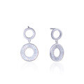 wholesale S925 Sterling Silver Korean Japanese Style Women's Earrings, Minimalist and Elegant Diamond-Studded Hoop Earrings, Simple and Fashionable Silver Jewelry Wholesale-0-4