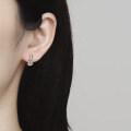 925 Sterling Silver D-Shaped Moissanite Earrings, Cross-Border Small Design Ear Clips, Zircon Ear Hoops-0-2