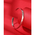 wholesale 925 Sterling Silver Smooth Surface Openable Minimalist Fashion Simple Circle Niche Young Women's Bracelet for Girlfriend-0-1