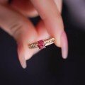 wholesale S925 Sterling Silver Red Elk Full Body Vintage Ring with Retro Brushed Finish, Fashionable and Individualistic Minimalist Women's Band-0-4