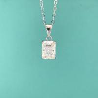 wholesale S925 Sterling Silver Moissanite Necklace for Women, Minimalist Baguette Design Pendant Collarbone Chain, Aloof and Unique Style-5*7 (1 carat high carbon diamond) necklace 925 silver