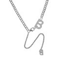 wholesale S925 Sterling Silver Korean Version Ins Small and Minimalist Design Versatile Large and Small Letter B Chain Texture Necklace for Women-0-5