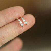 wholesale 9K Gold Pure Earrings with Gradient Three Zirconia Imitation Hoop Style for Daily Korean Japanese Women's Jewelry-9K per price