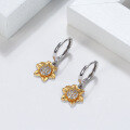 wholesale S925 Sterling Silver Sunflower Earrings with Zirconia, Cross-Border Bestseller, Direct from Manufacturer-0-1