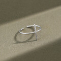 wholesale S925 Sterling Silver AR968 Korean Style Minimalist Geometric Cross Small Cylinder Open Joint Ring-0-0