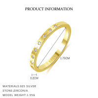 wholesale S925 Sterling Silver Geometric Square Star Ring With Shiny Zircon, Light Luxury, Versatile,。-K2045-Gold 7