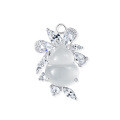 wholesale Exquisite white chalcedony small ice gourd pendant necklace with adjustable 45cm chain in metal-0-3