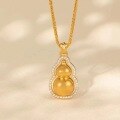 wholesale Gold-plated rotating gourd pendant with micro-paved zirconia, ethnic style imitation Fu Lu pendant, unisex Chinese jewelry for gifts-0-0