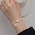 wholesale Sterling silver S925 irregularly cut heavy work broken silver heart-shaped square plaque bracelet jewelry S5549-0-3