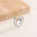 wholesale S925 Sterling Silver Small Fresh Ins Style Natural Colored Gemstone Ring Wholesale, High-End Sense Flower Bud Ring New Design-0-4