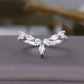 wholesale S925 silver new V-shaped marquise zircon geometric minimalist personality ring for fashionable commuting-0-2