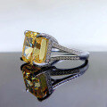 wholesale 925 silver new 12*12 square yellow diamond high-carbon diamond ring fashion minimalist ring band-0-1