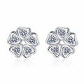 wholesale S925 Sterling Silver Moissanite Earrings, Small Fresh and Versatile Cute Floral Shape, Gift for Girlfriend-0-4