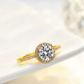 14K Gold Plated S925 Silver Ring with 1ct 65mm Moissanite-0-0