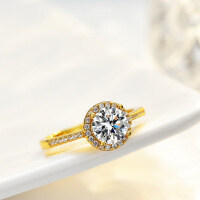 14K Gold Plated S925 Silver Ring with 1ct 6.5mm Moissanite-1 carat (empty setting)  17 yards