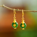 wholesale Pure silver certificate cheongsam Hanfu jade earrings, new Chinese-style earrings, Fu character pipa peace buckle Hetian jasper ear pendants-0-0
