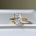 wholesale S925 Sterling Silver with 18K Gold Plated Women's Ice-Cut 8X12 Large Carat Solitaire Ring-0-2