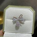 wholesale S925 Sterling Silver Gold-Plated Yellow Diamond Bow Ring for Women, Trendy and Unique Design Hand Accessory-0-4