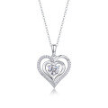 wholesale S925 Silver Fashionable Heart Pendant Women's High-End Version Cross-Border Collarbone Chain Moissanite Necklace-0-5