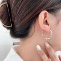 wholesale S925 Sterling Silver Solid Semi-Circular Hoop Earrings for Women, Versatile, Heavy Duty, Exquisite, and High-End Sense Ear Accessories-0-2