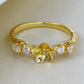 wholesale S925 Sterling Silver Plated with 18K Gold Flower Small Zircon Inlaid High-end Fashion Fine Ring for Women-0-1