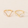 wholesale 925 Silver Gold Moissanite Suite Ring Marquise Main Stone Stackable Design Sense Women's Popular Style Independent Site Best-Seller-0-1