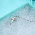 Sterling Silver D-Color Moissanite Cross Pendant Bracelet for Women-0-1