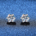 S925 Silver Magnetic Clip-On 6-Prong Moissanite Earrings-0-1
