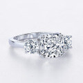Sterling Silver Three-Stone Moissanite Wedding Ring, Geometric Luxury Women's Accessory-0-2
