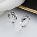 wholesale S925 Sterling Silver Retro Hexagram Pattern Ring Hip Hop Punk Trend Index Finger Ring for Men and Women-0-0