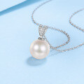wholesale S925 Sterling Silver Freshwater Pearl Necklace Korean Style Cute Moissanite Collarbone Chain Women Elegant Jewelry Wholesale-0-1