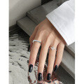 wholesale S925 Sterling Silver 508 Korean Version Ins Niche Design Minimalist Versatile Irregular Texture Textured Open Ring for Women-0-3