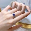 wholesale 925 Sterling Silver Simulated Sapphire Heart-Shaped Ring for Women, 7*7 Ice Flower Cut, Live Broadcast Best-Seller-0-1