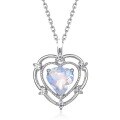wholesale Metal hollow zirconia inlaid heart pendant necklace women's internet celebrity live broadcast new stock latest moonstone heart-shaped collarbone chain-0-4