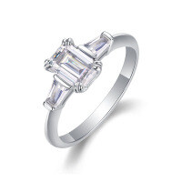 Metal Material Fashion Silver Non-Fading Moissanite Luxury Ring, Custom Processing for Cross-Border Niche Premium Sales.-R13206 Moissanite Star Anise 5*7mm + 2 pieces  US Size 6 / Hong Kong Size 13