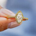 18K Gold Plated S925 Silver Heart Shaped Moissanite Ring with Halo Setting-0-2