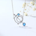 wholesale S925 Silver Cupid's Arrow Synthetic Opal Necklace Women's Blue Opal Romantic Jewelry Necklace-0-1