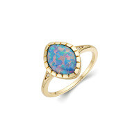 wholesale Gold Plated 925 Silver, Dunli Jewelry New Ins Style Synthetic Opal Women's Ring Source Factory Wholesale-Synthetic Opal Ring Size 17