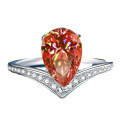 wholesale S925 Sterling Silver 2-Carat Pear-Shaped Crown Moissanite Women's Ring-0-9