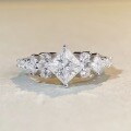 wholesale S925 Sterling Silver Princess Cut 6X6 Moissanite Ring for Women D Color White Moissanite-0-1