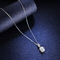 Sterling Silver 1ct Moissanite Geometric Emerald-Cut Pendant Necklace-0-0