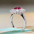 wholesale S925 Sterling Silver New Red Ruby Ring for Women High Carbon Diamond Zircon Ring Wholesale-0-2