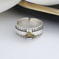 wholesale S925 Sterling Silver Trendy God's Eye Cross Smooth Surface Open Gothic Silver Ring Retro Punk Unisex Ring-0-1