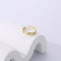 wholesale 925 Sterling Silver Minimalist Star Prong Zircon Ring, Women's Ins Adjustable Open Ring, Cross-border Ready Stock-K066K-Gold Adjustable opening